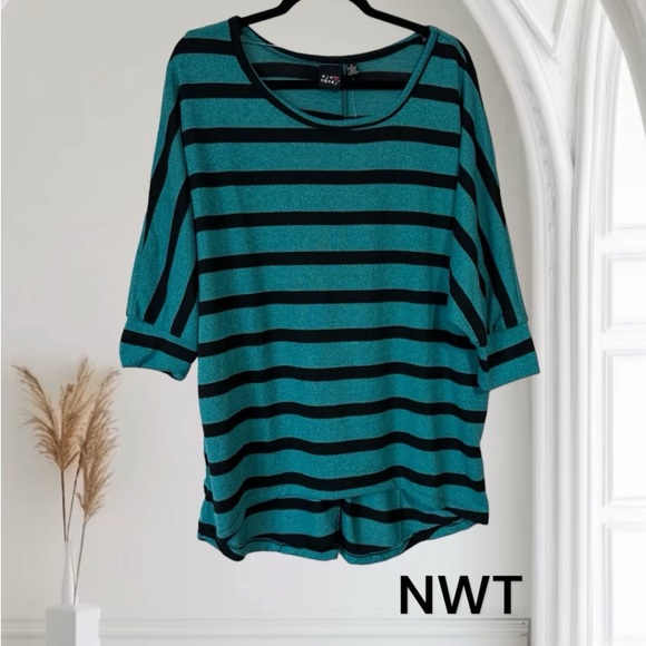 Eye Candy Tops - * NWT STRIPED DOLMAN 3/4 SLEEVE SWEATER PLUS SIZE: 3X